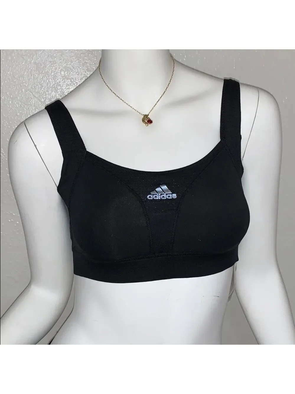 BLACK ADIDAS LOGO CLIMACOOL HIGH PERFORMANCE SPORTS BRA TRIPLE HOOK SIZE XS